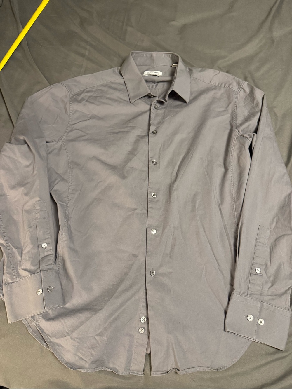 Calvin Klein Men's Gray Long-Sleeve Dress Shirt 17 34/35